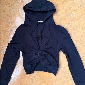 Black Knotted Hoodie Top